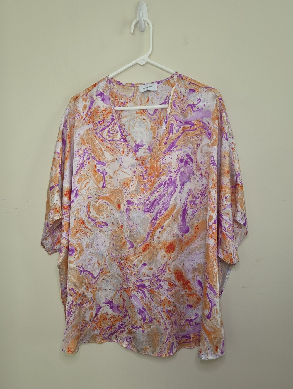 Women's Adrienne Oversize Marbled Print Top Sz Medium